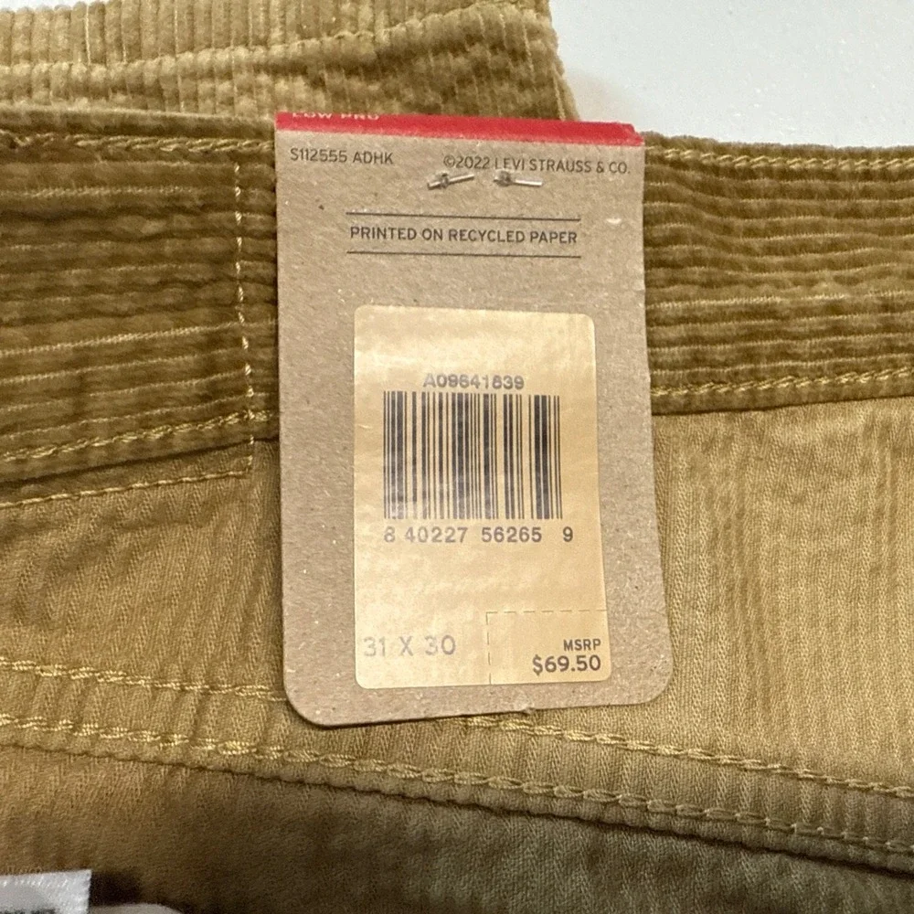 Levis Low Pro Corduroy Pants Mens 31x30 Harvest Gold Tan Straight A0964-1839 NWT